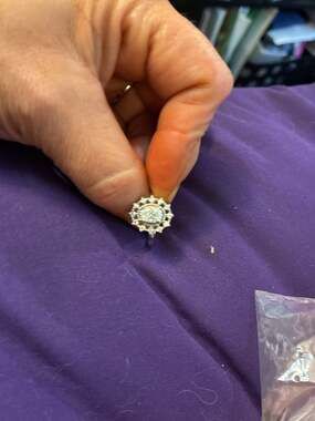 Sterling Silver Halo Flower Cluster Ring with Cubic Zirconia